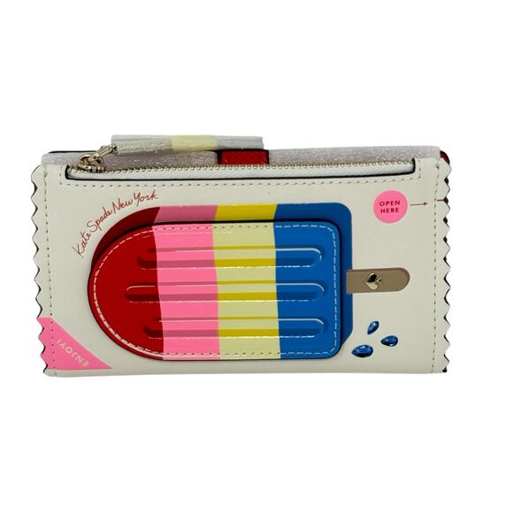 Kate Spade New York Snack Bar Popsicle Small Slim Bifold Leather Wallet Novelty - Picture 5 of 12
